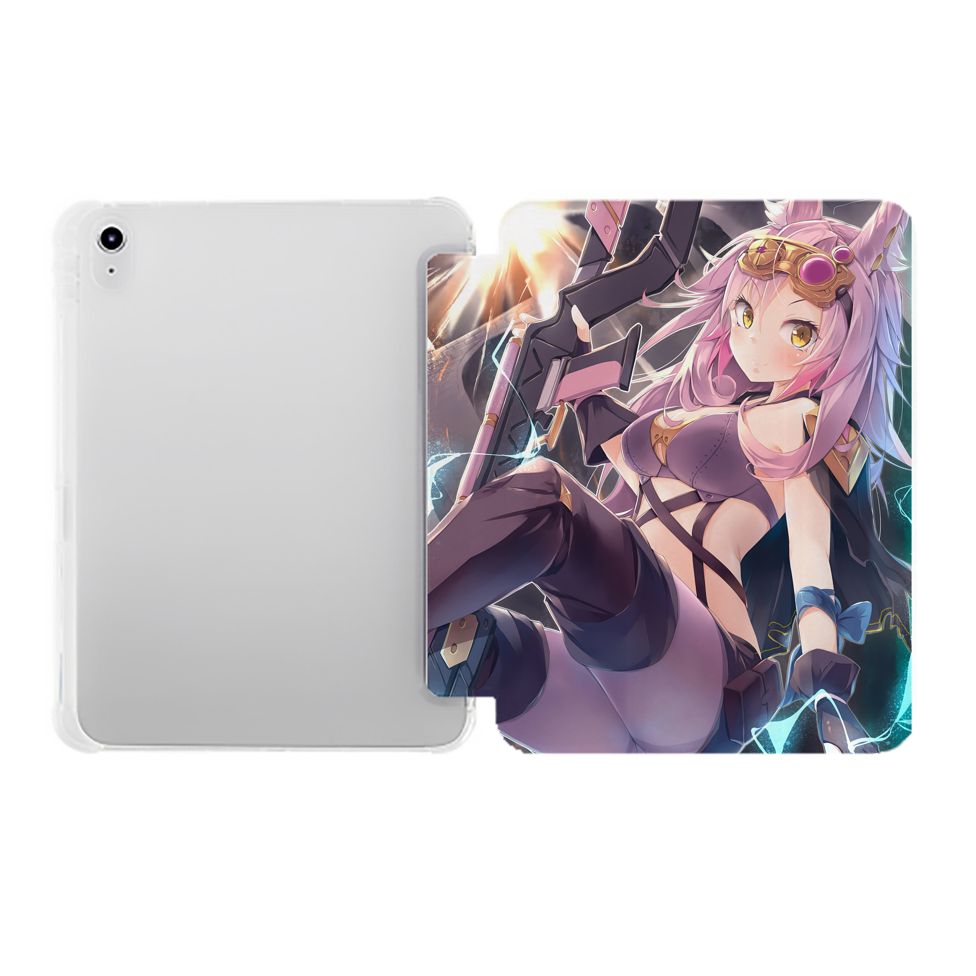 （画像用） 遊☆戯☆王 Yu-Gi-Oh! IPad ケース ペン収納付き 三つ折りスタンド PUレザー×シリコン 対応機種9.5/10.5/10.9インチ